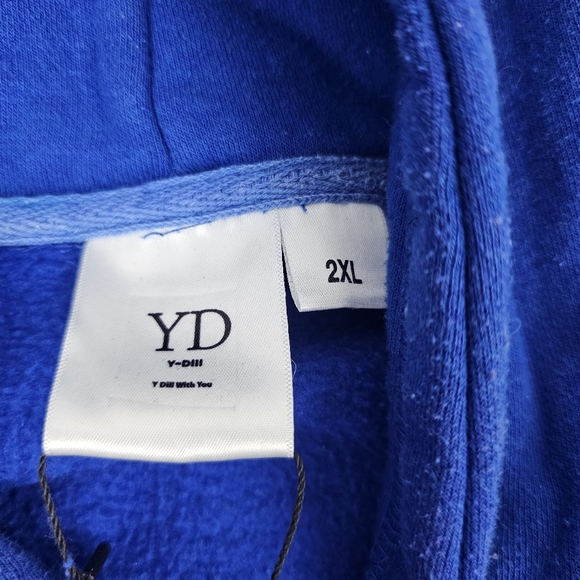 Y-Dill With You YD Blue Orange Hoodie Mens Size 2XL Designer Graphic Print Heart - Picture 4 of 5